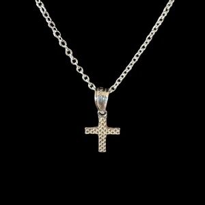 Sterling Silver Tiny Cross Pendant Necklace